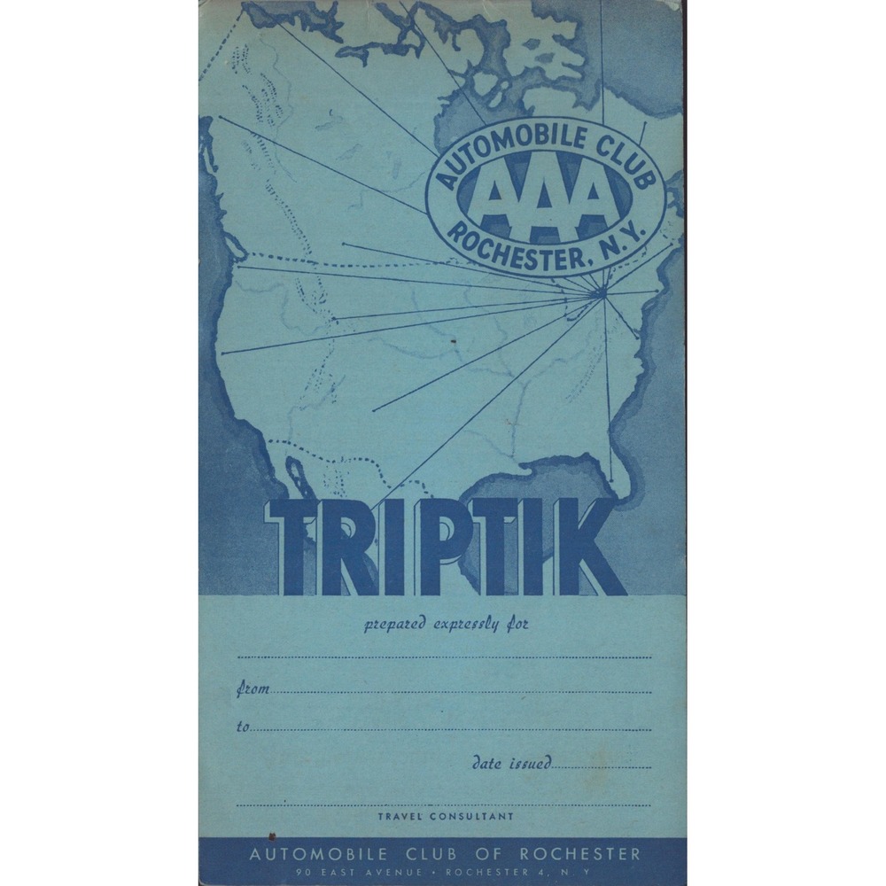 Vintage AAA Triptik Rochester NY to Cleveland OH Travel Map Guide Folder VG
